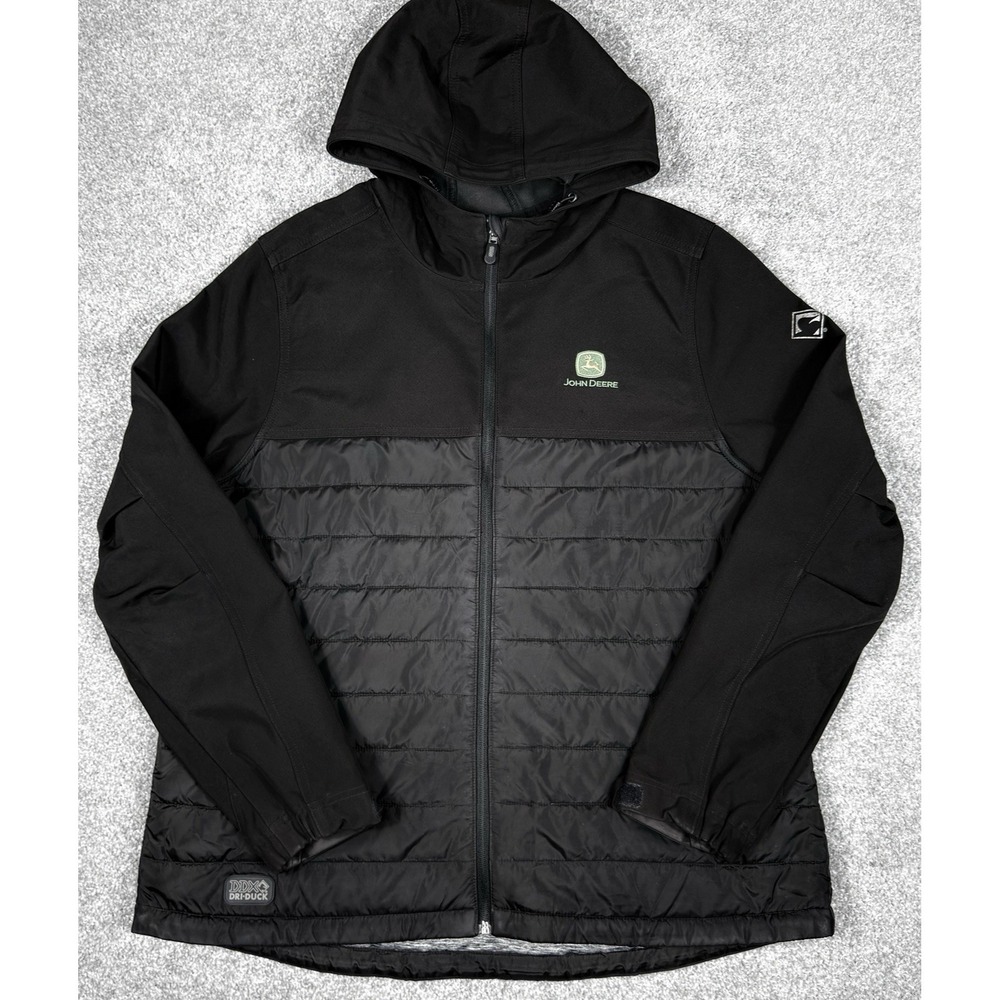 John Deere DRI-DUCK DDX Jacket Women XL Black Hooded Puffer Insulated